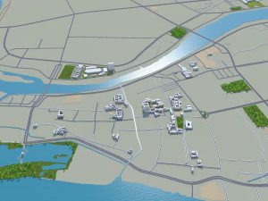 Jieyang cidade de Guangdong prov&iacute;ncia China 55 km Modelo 3D