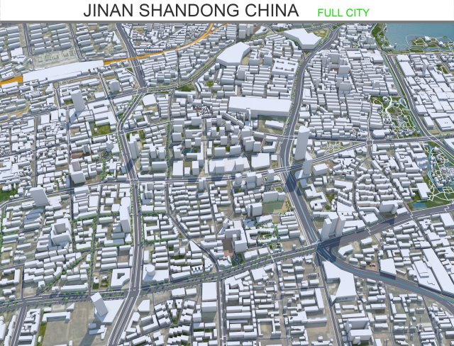 Jinan Shandong city China 70km 3D Model .c4d .max .obj .3ds .fbx .stl .blend 