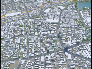 जिनान शेडोंग शहर चीन 70 किमी 3D मॉडल