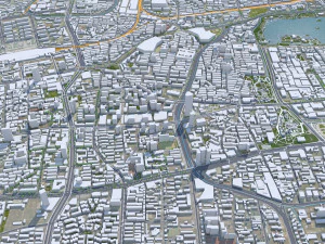 जिनान शेडोंग शहर चीन 70 किमी 3D मॉडल