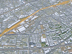 जिनान शेडोंग शहर चीन 70 किमी 3D मॉडल