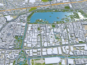 जिनान शेडोंग शहर चीन 70 किमी 3D मॉडल