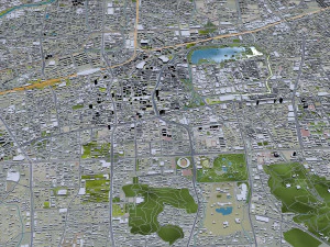 जिनान शेडोंग शहर चीन 70 किमी 3D मॉडल