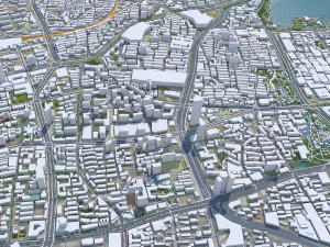 जिनान शेडोंग शहर चीन 70 किमी 3D मॉडल