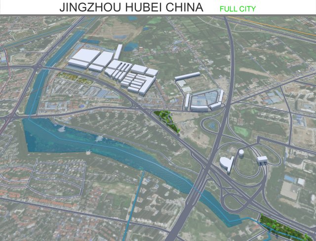Jingzhou city Hubei China 30km Modello 3D .c4d .max .obj .3ds .fbx .stl .blend 
