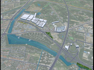Jingzhou city Hubei China 30km Modello 3D