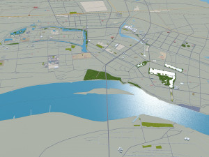 Jingzhou city Hubei China 30km Modello 3D