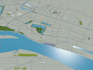 जिंगझोउ शहर हुबेई चीन 30 किमी 3D मॉडल