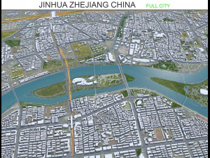 Miasto Jinhua Zhejiang Chiny 35 km Model 3D