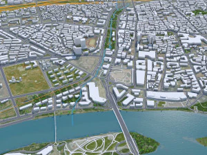 Jinhua Zhejiang city China 35km 3D Model