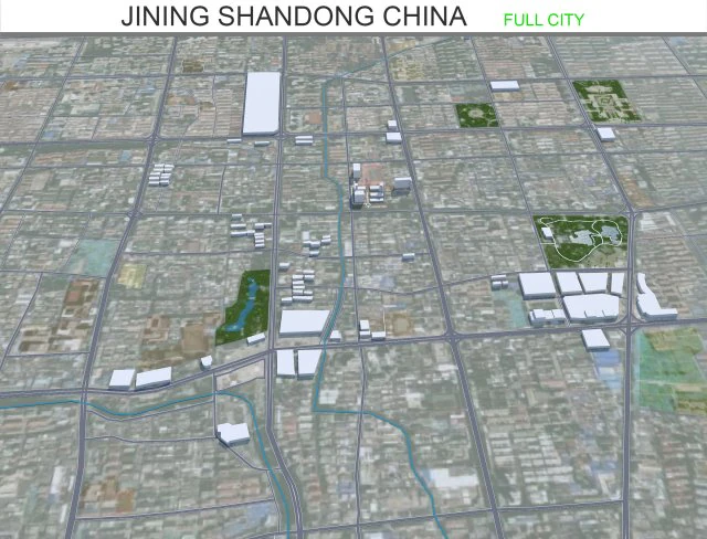 Jining Shandong Stadt China 80 km 3D Modell .c4d .max .obj .3ds .fbx .stl .blend 