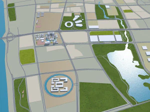 Jining Shandong Stadt China 80 km 3D Modell