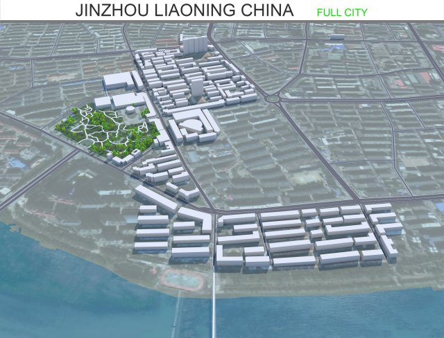 Jinzhou city Liaoning China 25km 3Dモデル .c4d .max .obj .3ds .fbx .stl .blend 