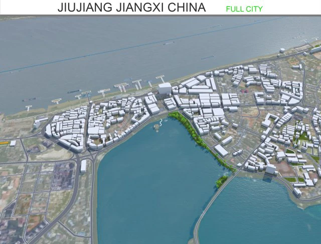 Jiujiang city Jiangxi China 70km 3D Model .c4d .max .obj .3ds .fbx .stl .blend