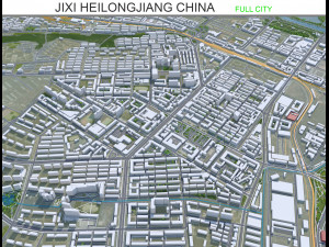 Jixi Heilongjiang city China 30km 3D Model