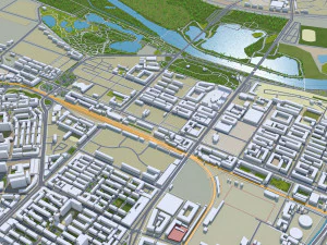 Jixi Heilongjiang city China 30km 3D Model