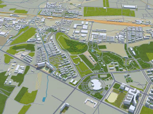 Jixi Heilongjiang city China 30km 3D Model