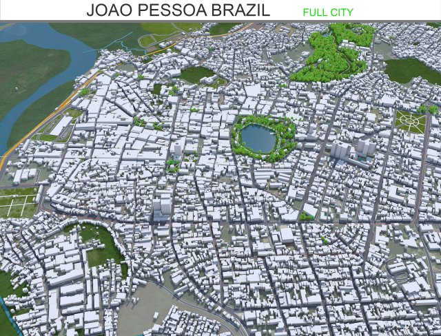 Joao Pessoa city Brazil 30km 3D Model .c4d .max .obj .3ds .fbx .stl .blend 
