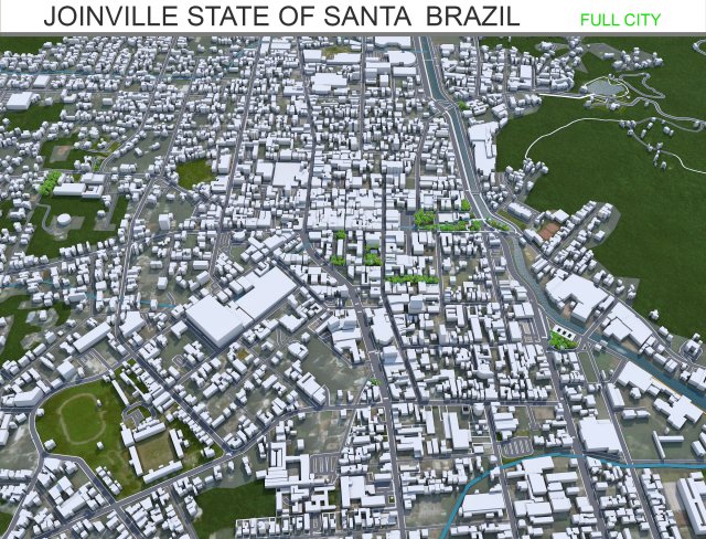 Joinville State of Santa city Catarina Brazil 25km 3D Model .c4d .max .obj .3ds .fbx .stl .blend 
