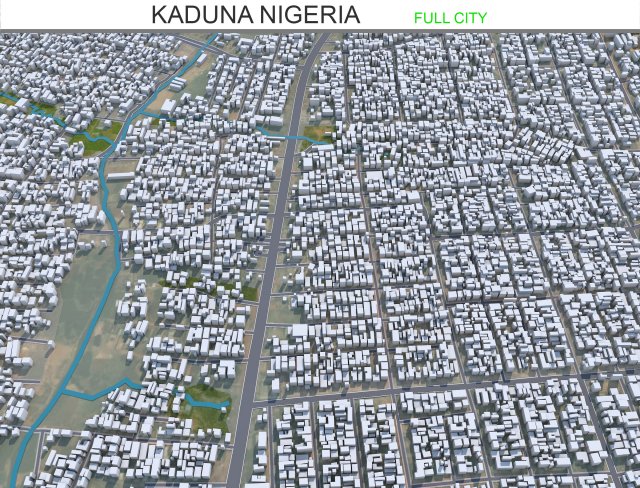 Kaduna city Nigeria 25km 3D Model .c4d .max .obj .3ds .fbx .stl .blend