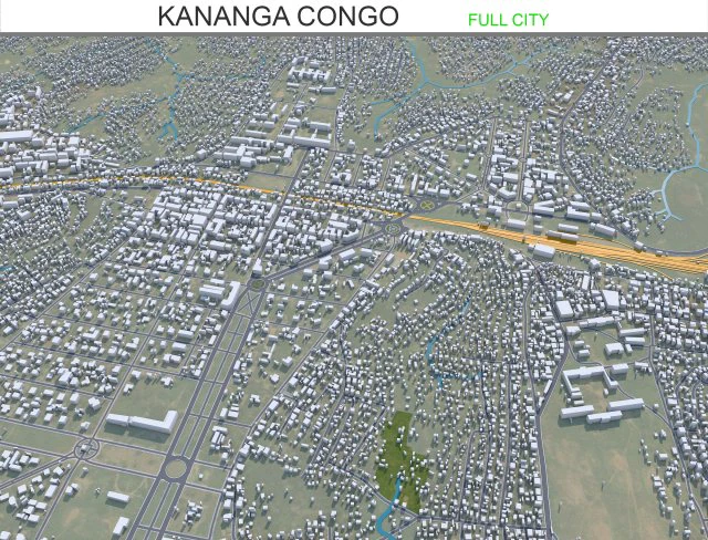 Kananga city Congo 20km 3D Model .c4d .max .obj .3ds .fbx .stl .blend 