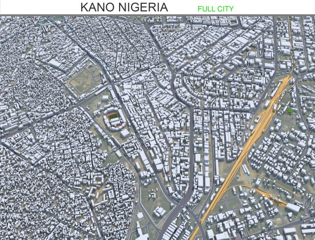 Kano city Nigeria 40km Modello 3D .c4d .max .obj .3ds .fbx .stl .blend 
