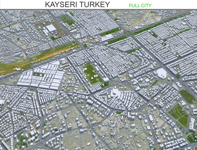 Kayseri city Turkey 45km 3Dモデル .c4d .max .obj .3ds .fbx .stl .blend 