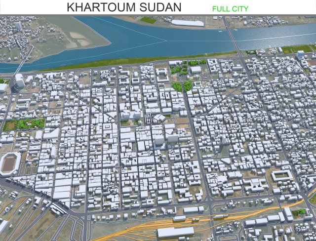 Khartoum city Sudan 40km 3D Model .c4d .max .obj .3ds .fbx .stl .blend 