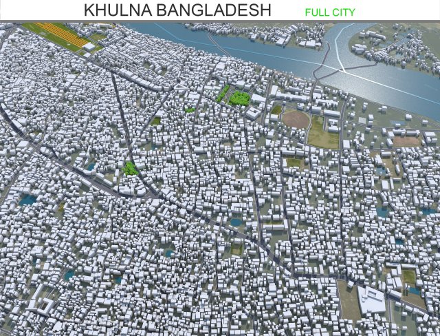 Khulna city Bangladesh 20km Model 3D .c4d .max .obj .3ds .fbx .stl .blend 