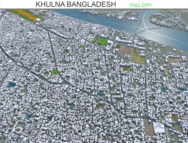 Khulna city Bangladesh 20km 3D Model .c4d .max .obj .3ds .fbx .stl .blend