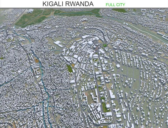 Kigali city Rwanda 30km 3D Model .c4d .max .obj .3ds .fbx .stl .blend