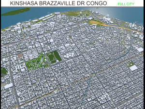 Kinshasa city Brazzaville Dr Congo 45km 3D Model