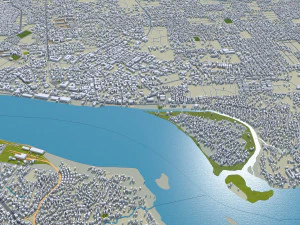 Kisangani city Congo 30km 3D Model