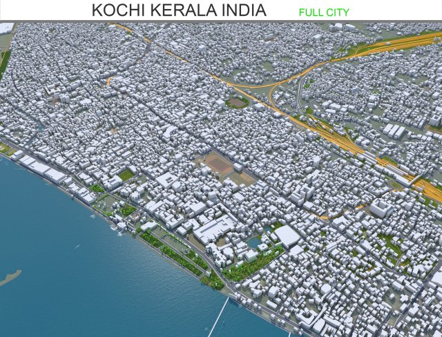 Kochi city Kerala India 40km 3Dモデル .c4d .max .obj .3ds .fbx .stl .blend 