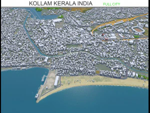 Kollam city Kerala India 30km 3D Model