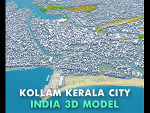 Kollam city Kerala India 30km 3D Model