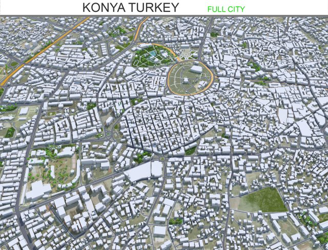 Konya city Turkey 30km 3D Model .c4d .max .obj .3ds .fbx .stl .blend 