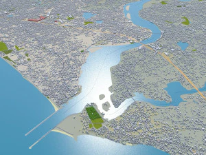 Kozhikode city Kerala India 35km 3D Model
