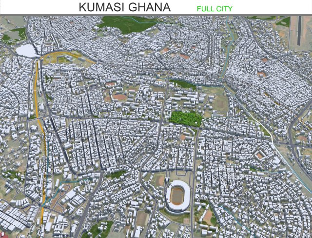 Kumasi city Ghana 45km Modelo 3D .c4d .max .obj .3ds .fbx .stl .blend 