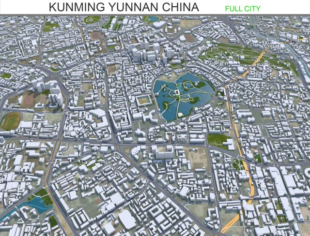 Kunming city Yunnan China 110km 3D मॉडल .c4d .max .obj .3ds .fbx .stl .blend 
