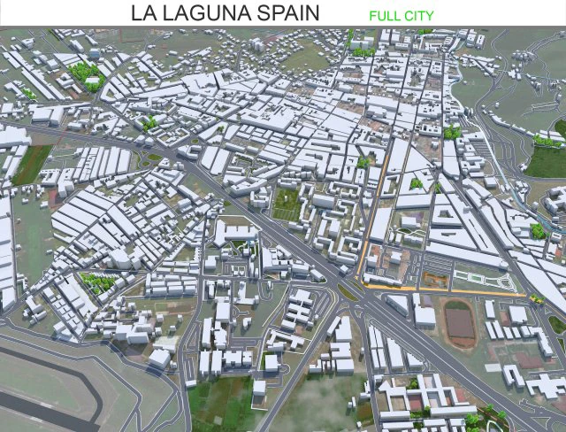 La Laguna city Spain 15km 3D Model .c4d .max .obj .3ds .fbx .stl .blend 