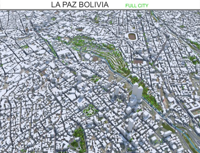 La Paz city Bolivia 35km 3D मॉडल .c4d .max .obj .3ds .fbx .stl .blend 