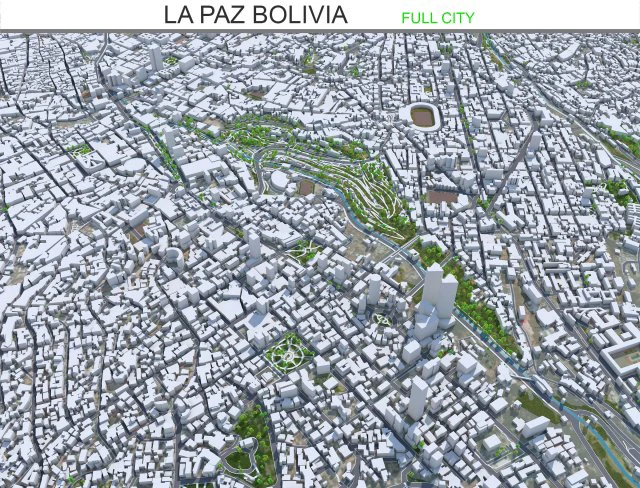 La Paz city Bolivia 35km 3D Model .c4d .max .obj .3ds .fbx .stl .blend 