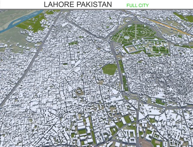 Lahore city Pakistan 50km 3D Model .c4d .max .obj .3ds .fbx .stl .blend 