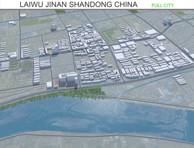 Laiwu Jinan city Shandong China 30km Modelo 3D .c4d .max .obj .3ds .fbx .stl .blend 