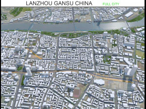 Lanzhou şehri Gansu &Ccedil;in 75km 3D Model