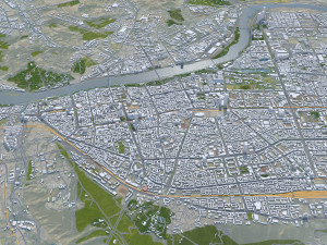 Lanzhou city Gansu China 75km Modello 3D
