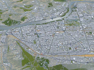 Lanzhou city Gansu China 75km 3D Model