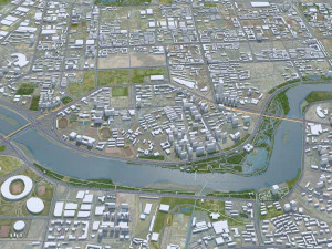 Lanzhou city Gansu China 75km 3D Model