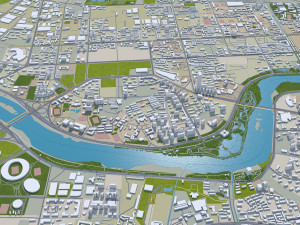 Lanzhou city Gansu China 75km Modello 3D